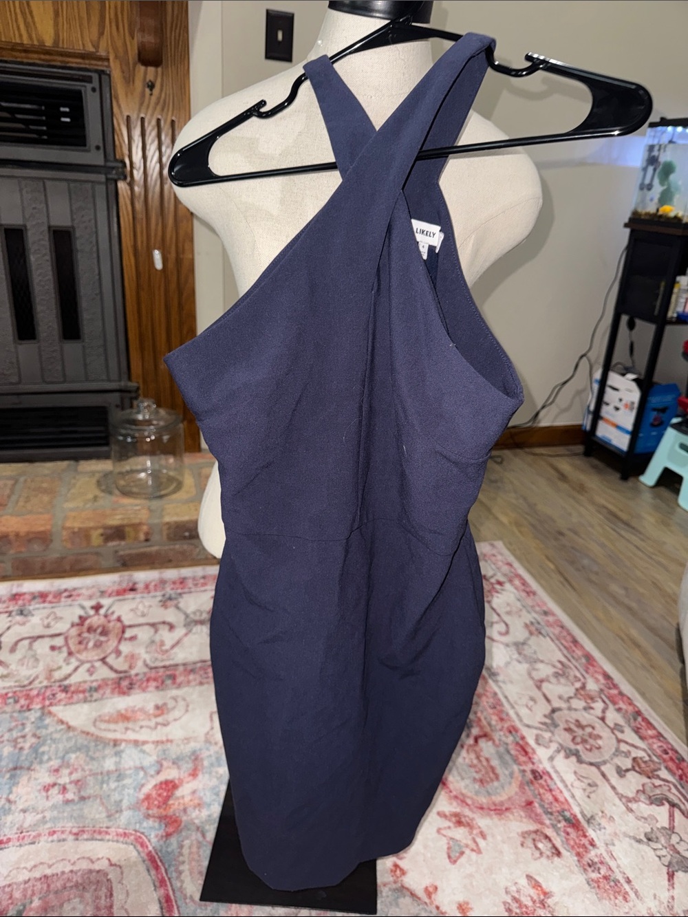 Likely One-Shoulder Navy Sheath Dress